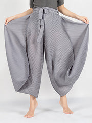 Simple Wide Leg Loose Pleated Solid Color Casual Pants Bottoms