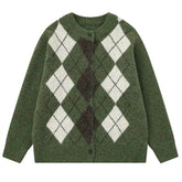Library Crush Argyle Button Up Cardigan