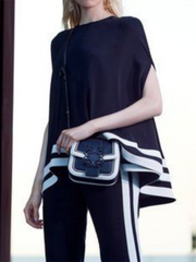 Contrast Color Striped Loose Short Sleeves Boat Neck T-Shirts Tops&Casual Pants Bottoms Two Pieces Set