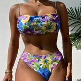 Women's Art Hawaiian Contrast Floral Print Tankini Swimsuit