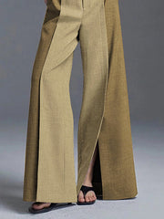Split-Front Loose Wide Leg Trousers Casual Pants Bottoms