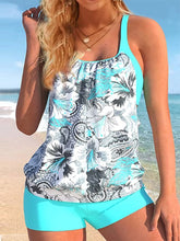Printed Conservative Suspender Flat Angle Swimsuit Split Swimsuit