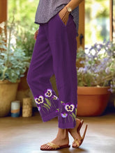 Women's Art Floral Loose Pockets Casual Pants