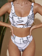 Sexy high waist print color bikini