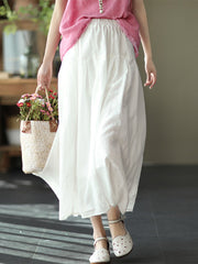 Casual Solid Color Empire A-Line Skirt