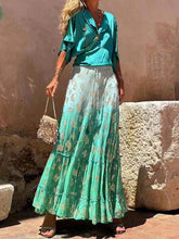 Leopard Printed Gradient Color Long Skirts