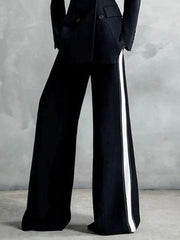 Contrast Color Pockets Loose Wide Leg Suit Pants Pants