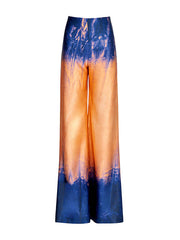 High Waisted Loose Contrast Color Gradient Split-Joint Tie-Dyed Pants Trousers