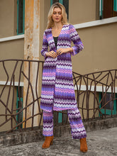 Vacation Loose Long Sleeves Plain Striped Two Pieces Set