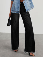 Split-Joint Tasseled High Waisted Wide Leg Jean Pants Bottoms