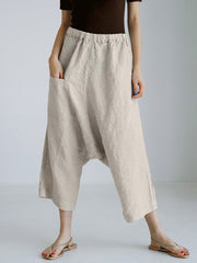 Elasticity Solid Color Loose Ninth Pants Casual Pants Bottoms