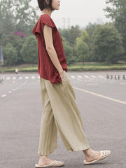 Pure Color Gauze Loose Pants