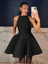 Black Backless Halter Mini Club Party Dress