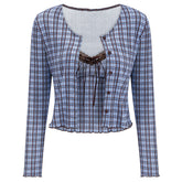 Gossip Goes Around Plaid Top + Cardigan Set