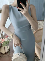 Boat neck Sleeveless Bodycon Evening Dress