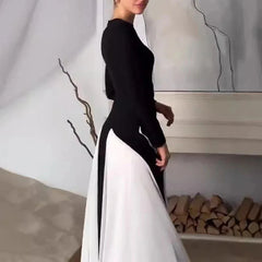 Boho Chic Contrast Striped O-Neck Knee-Length Dress