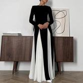 Boho Chic Contrast Striped O-Neck Knee-Length Dress