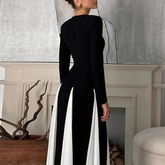 Boho Chic Contrast Striped O-Neck Knee-Length Dress