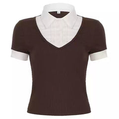 Gossip Goes Around Layered Collar Shirt