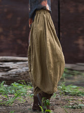 Elasticity Pleated Pockets Solid Color Split-Joint Bloomers Loose Casual Pants Bottoms