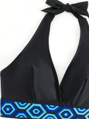 Women's Geometric Pattern Design Sexy Casual Resort Split Swimsuit (With Breast Pads)