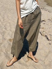 Elasticity Solid Color Loose Ninth Pants Casual Pants Bottoms