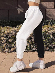 Original Black-White Split-Joint Harem Capri-Pants