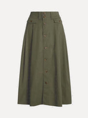 No Belt Pockets Solid Color Loose Skirts Bottoms