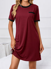 Women's Simple Contrast Color Comfortable Casual Home Dress