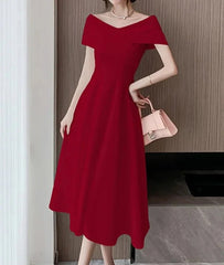 Classy Short Sleeve V-Neck Party Evening Dress