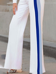 Contrast Color High Waisted Loose Trousers Pants