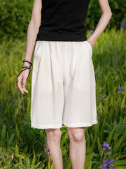 Elasticity Solid Color Loose Wide Leg Shorts Bottoms