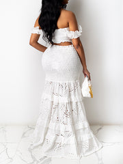 White Color Vest Tops Skirt Suits