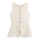 Women's Sleeveless Knitted Breasted Top