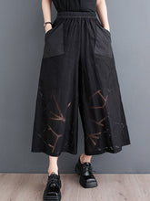 Elastics Printed High Waisted Ninth Pants Casual Pants Bottoms