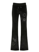 Star Rhinestone Velvet Flared Pants