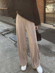 Pleated Solid Color Comfortable Casual Loose Wide-Leg Pants