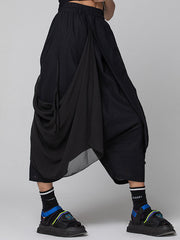 Pleated Solid Color Harem Pants Loose Ninth Pants