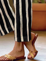 Women's Striped Printed Casual Trousers