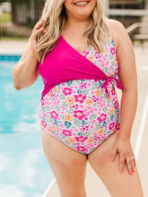 Plus Size Print Fashion Contrast Color One-Piece Swimsuit