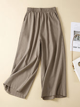 Simple Loose Wide Leg Elasticity Solid Color Casual Pants Bottoms