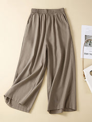 Simple Loose Wide Leg Elasticity Solid Color Casual Pants Bottoms