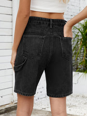 Buttoned Pockets Wide Leg Shorts Bottoms Jean Pants Bottoms