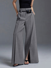 Loose Wide Pants High-Waisted Pleated Split-Front Pants Trousers