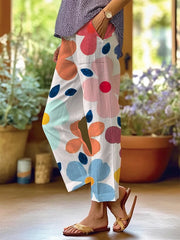 Women's Art Floral Loose Casual Pants (With Pockets)