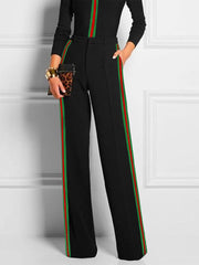 Long Sleeves Skinny Contrast Color Striped Casual Pants Bottoms Pants Trousers