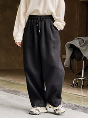 Casual Loose Wide Leg Drawstring Solid Color Pants