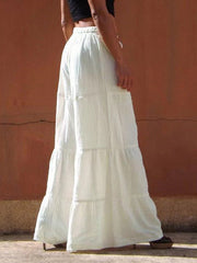 Drawstring Elasticity Pleated Solid Color Split-Joint High Waisted Loose Trousers Pants