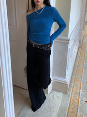 Solid Color Split-Joint Loose Wide Leg Trousers Suit Pants Pants