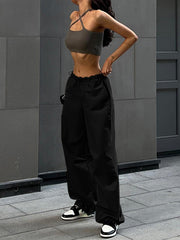 Drawstring Pockets Loose Trousers Pants